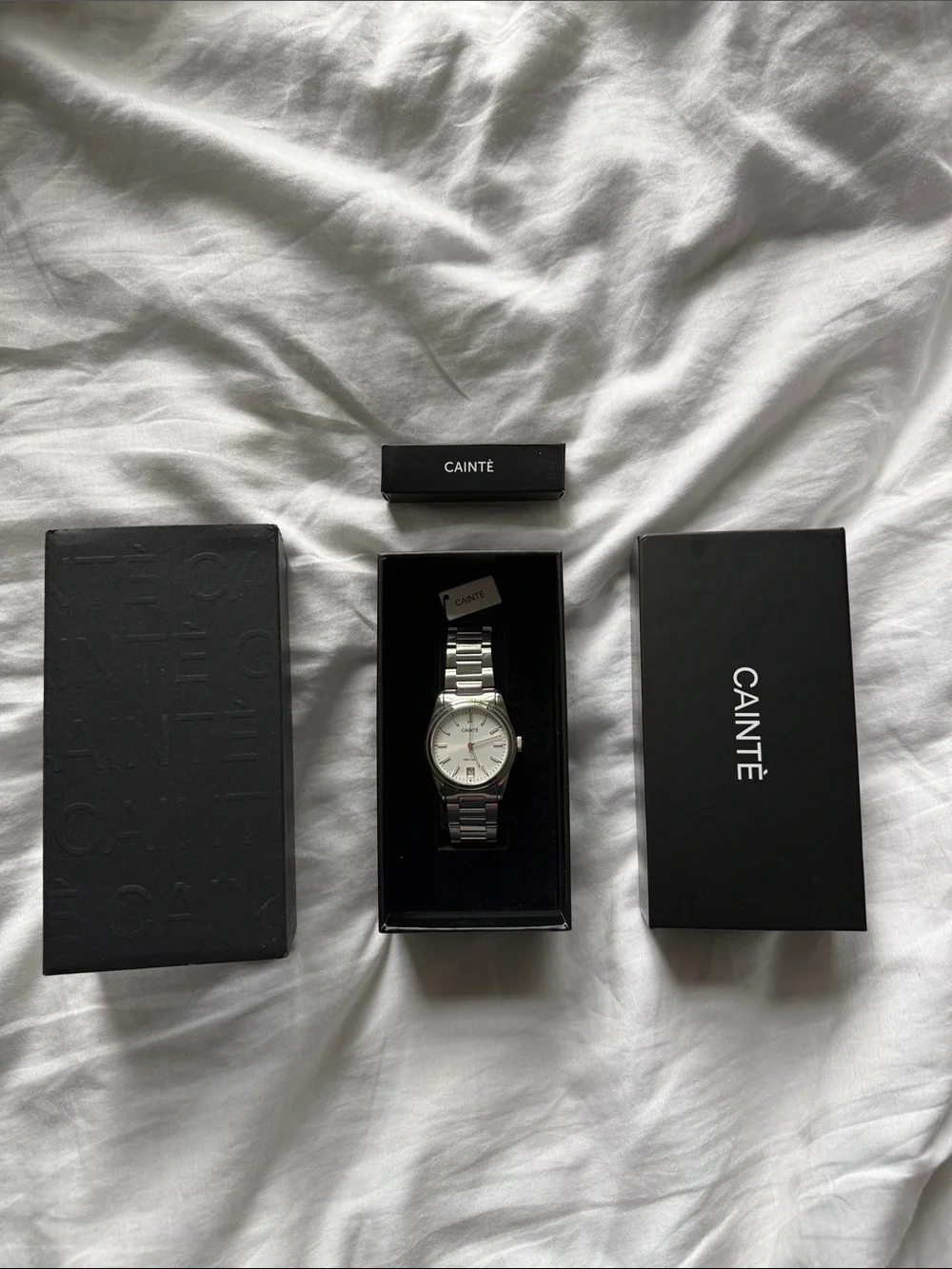 Cainte Stainless Steel Silver Bracelet Watch - White Dial 36MM